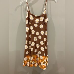 Brown Floral Sundress with Daisy Print